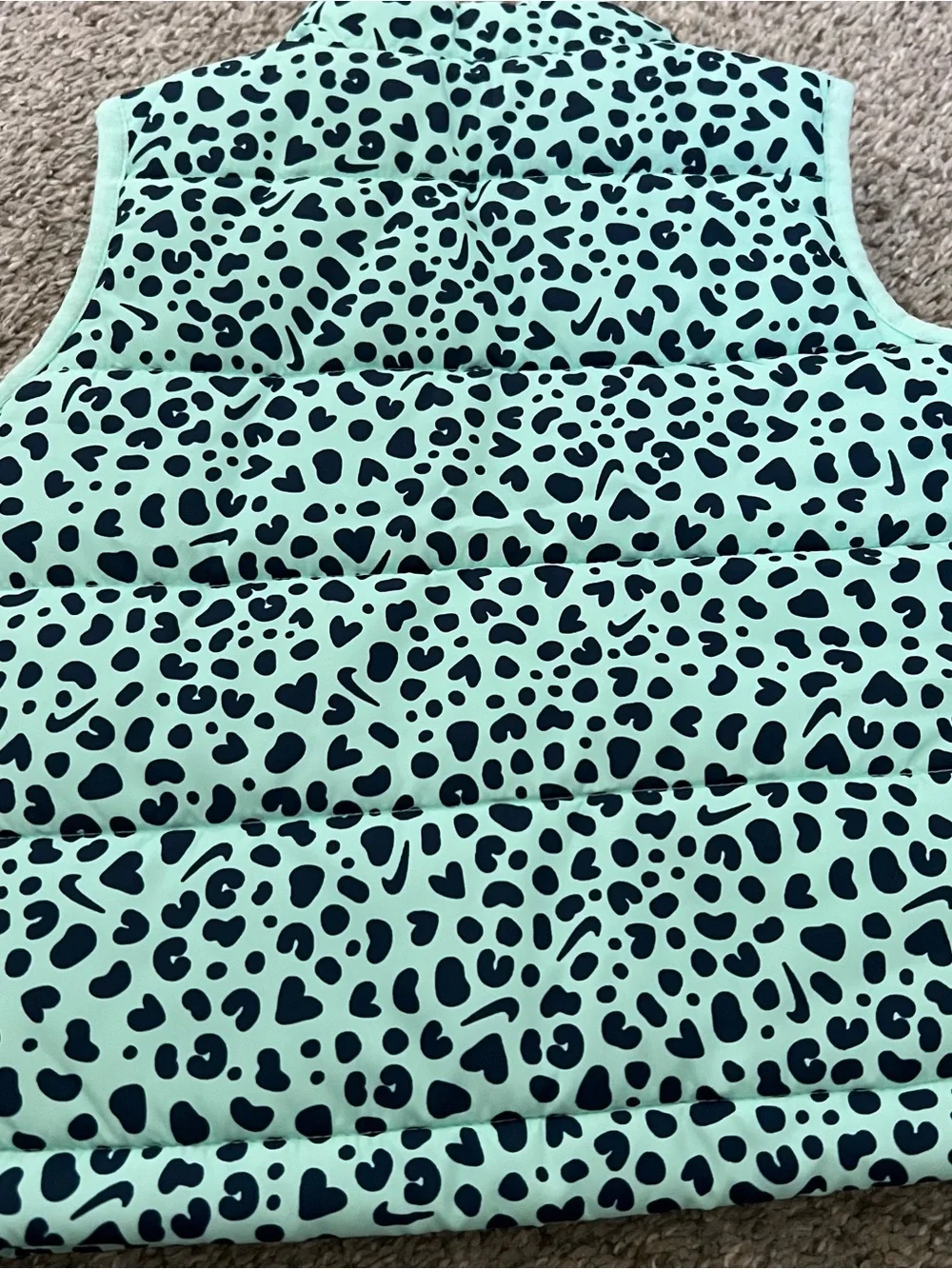 Nike Mint Teal Leopard Print Puffer Vest Size 2